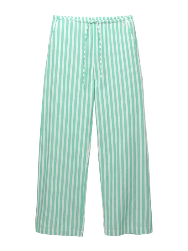 Pull&Bear Pull&Bear Hlače  zelena / bijela