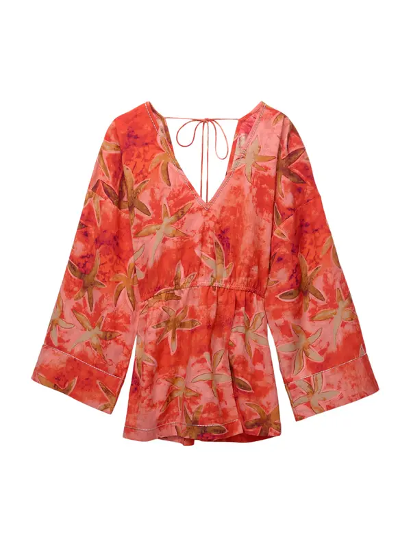 Pull&Bear Pull&Bear Kombinezon  svijetlozelena / mandarina / crvena / pastelno crvena