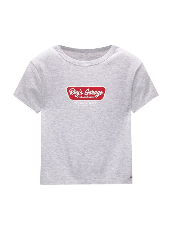 Pull&Bear Pull&Bear Majica 'AMERICA'  siva melange / crvena