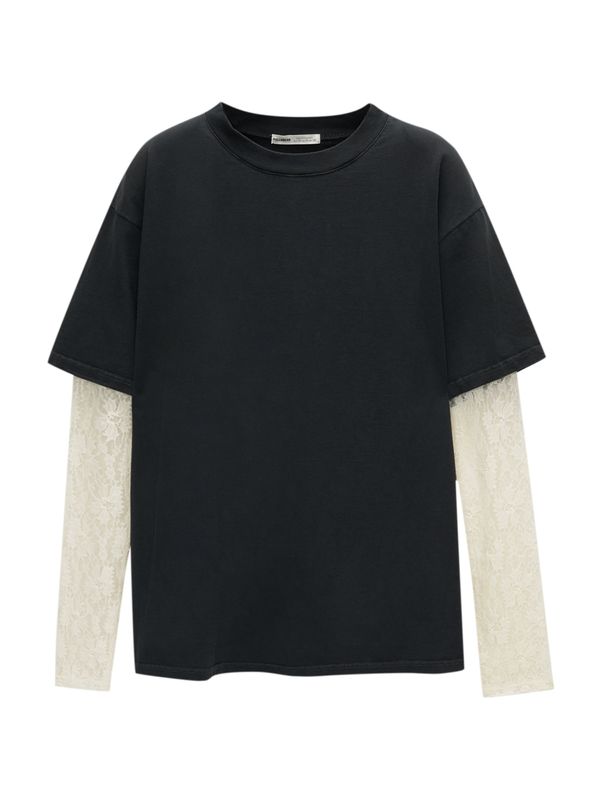 Pull&Bear Pull&Bear Majica  antracit siva / bijela