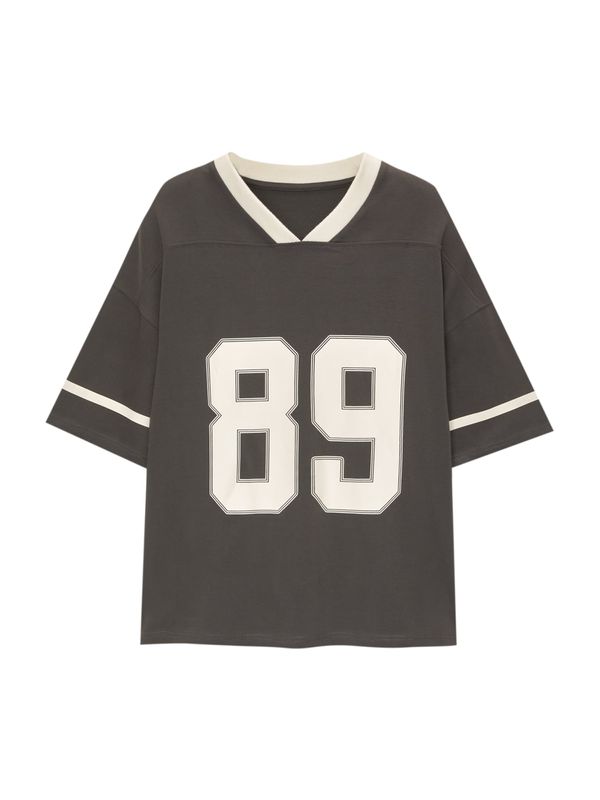 Pull&Bear Pull&Bear Majica  antracit siva / bijela