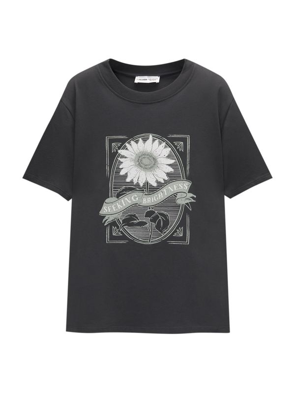 Pull&Bear Pull&Bear Majica  antracit siva / svijetlosiva / prljavo bijela