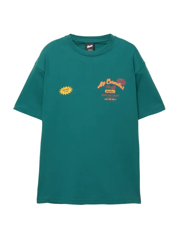 Pull&Bear Pull&Bear Majica 'AY CARMELA'  tamo žuta / smaragdno zelena / boja vina / bijela