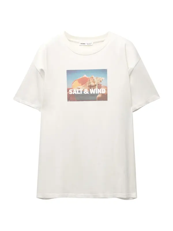 Pull&Bear Pull&Bear Majica  azur / žuta / narančasta / prljavo bijela