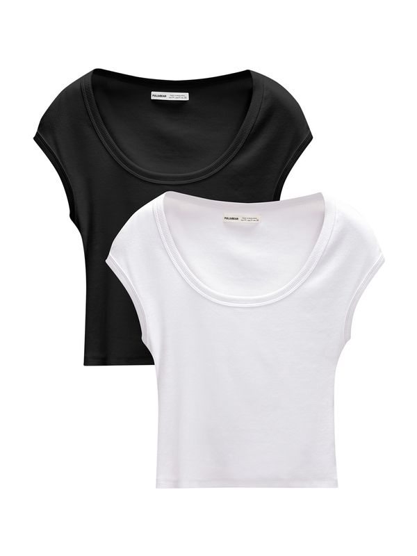 Pull&Bear Pull&Bear Majica  crna / bijela