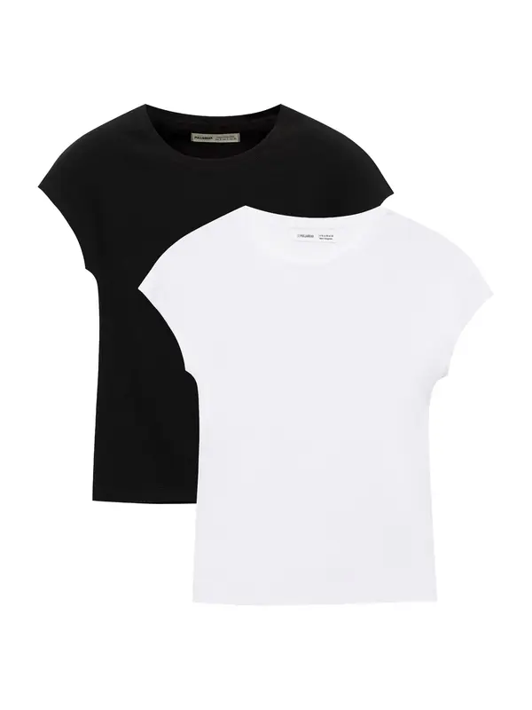 Pull&Bear Pull&Bear Majica  crna / bijela