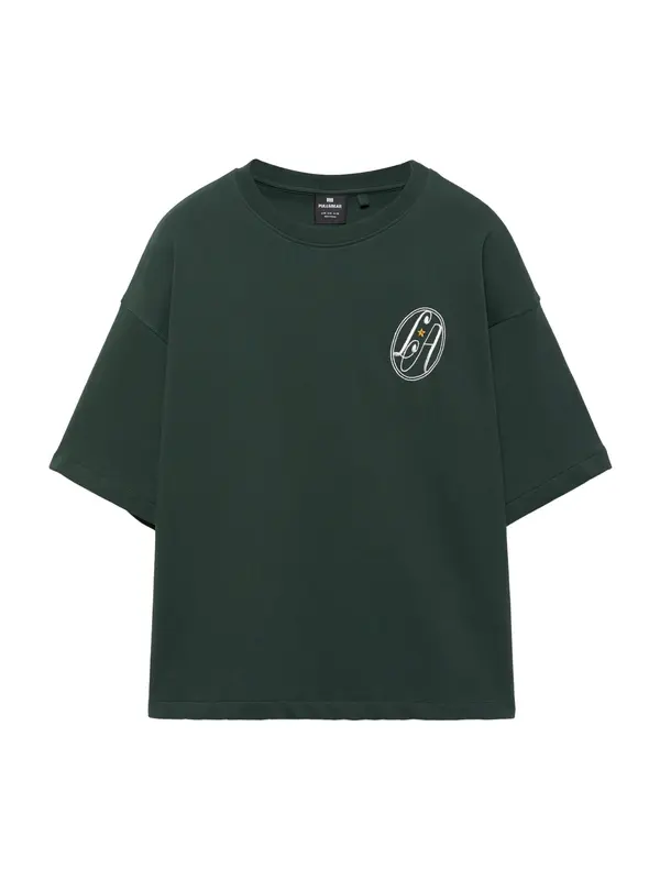 Pull&Bear Pull&Bear Majica 'LOS ANGELES'  zlatno žuta / tamno zelena