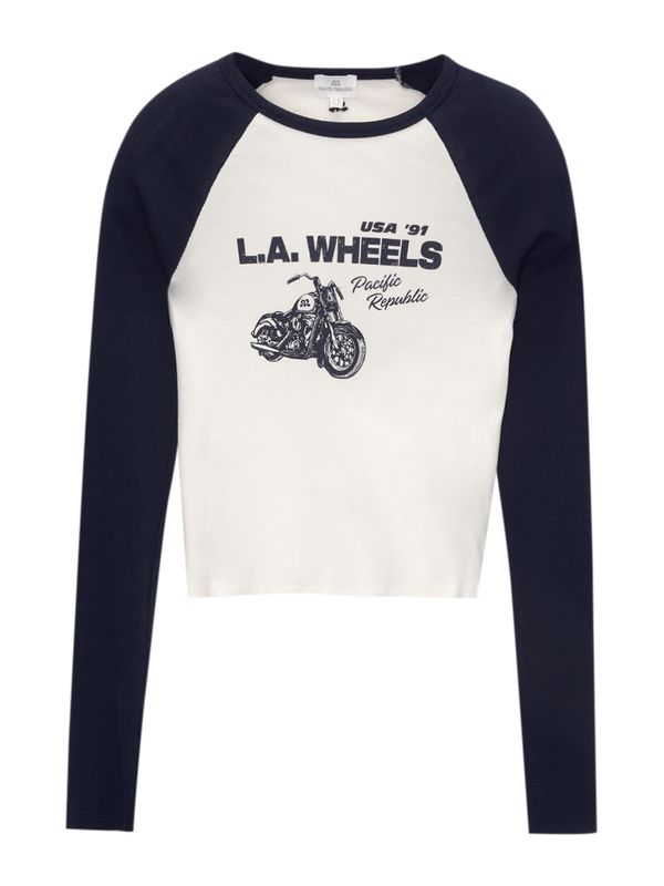 Pull&Bear Pull&Bear Majica  mornarsko plava / bijela