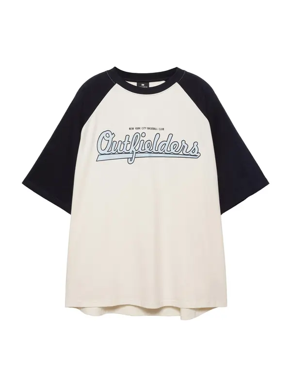 Pull&Bear Pull&Bear Majica 'OUTFIELDERS'  pastelno plava / crna / vuneno bijela