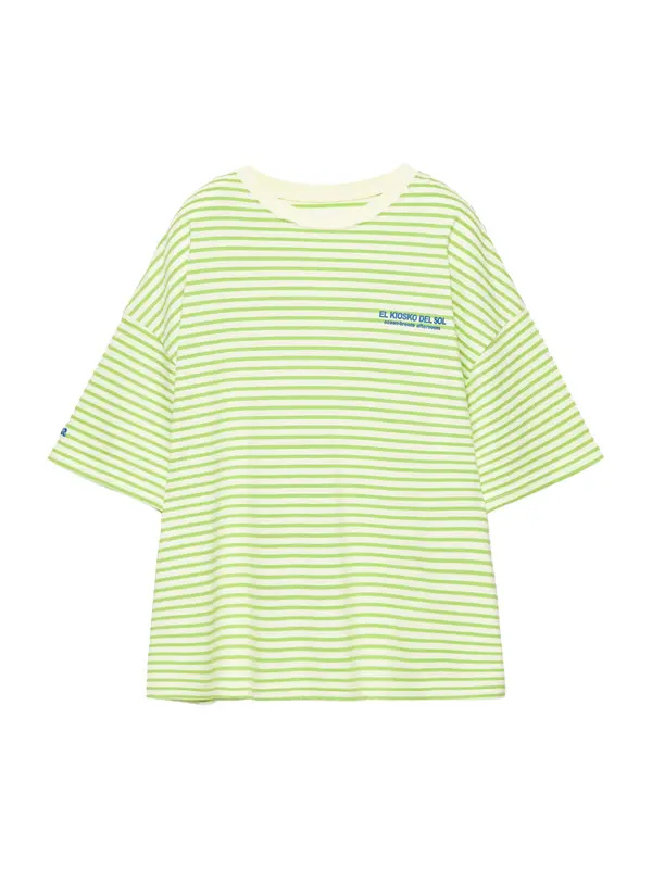 Pull&Bear Pull&Bear Majica 'PACIFIC RAYAS'  plava / svijetlozelena / prljavo bijela