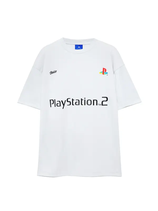 Pull&Bear Pull&Bear Majica 'PLAYSTATION'  svijetlosiva / crna