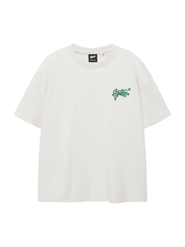Pull&Bear Pull&Bear Majica 'STWD COMMUNITY'  boja pijeska / smaragdno zelena / crna