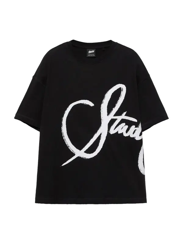 Pull&Bear Pull&Bear Majica 'STWD'  crna / bijela