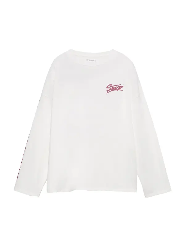 Pull&Bear Pull&Bear Majica 'STWD'  roza / bijela