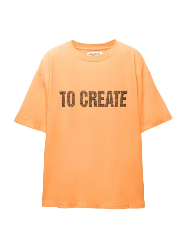 Pull&Bear Pull&Bear Majica  svijetlonarančasta / crna melange