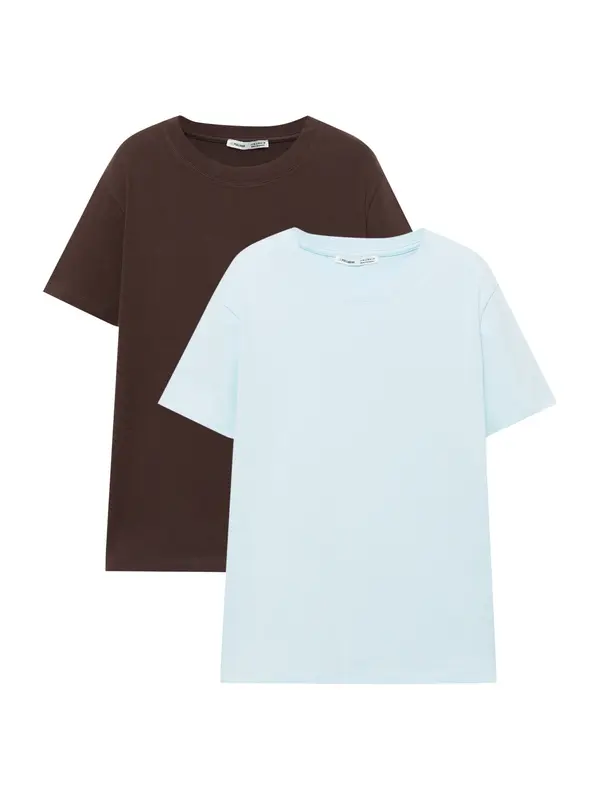 Pull&Bear Pull&Bear Majica  svijetloplava / čokolada