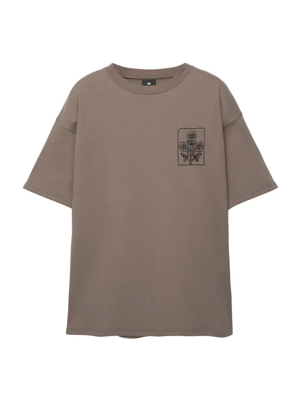 Pull&Bear Pull&Bear Majica 'TAKE A LOOK'  smeđa / crna / bijela