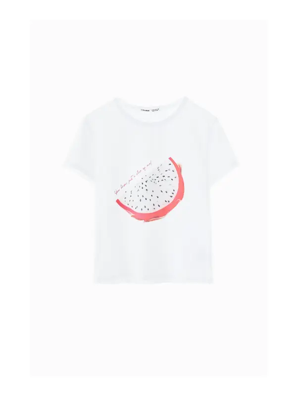 Pull&Bear Pull&Bear Majica  tamno roza / crvena / crna / bijela