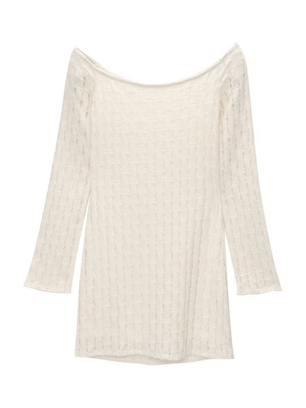 Pull&Bear Pull&Bear Pletena haljina  ecru/prljavo bijela