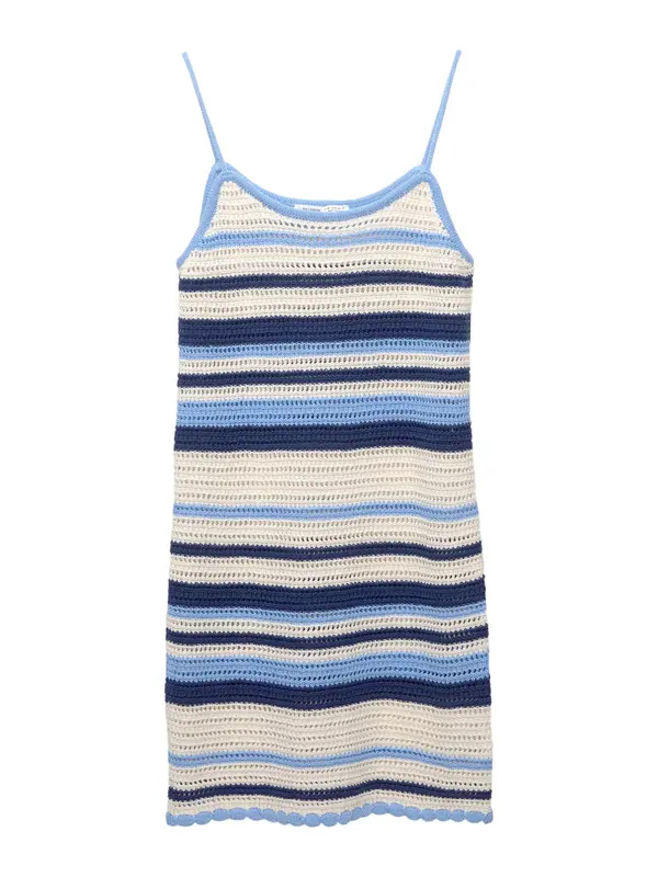 Pull&Bear Pull&Bear Pletena haljina  morsko plava / svijetloplava / bijela