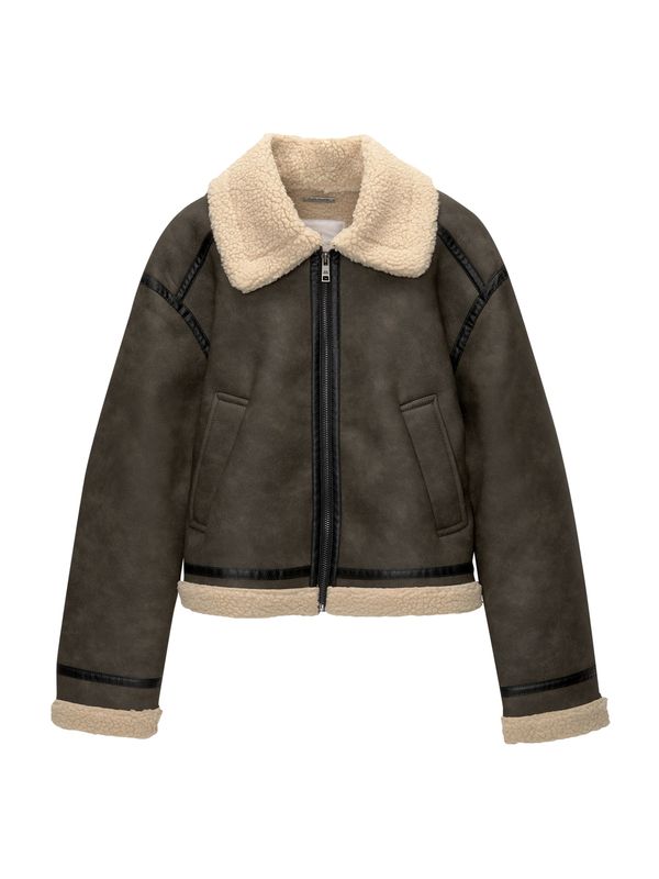 Pull&Bear Pull&Bear Prijelazna jakna  bež / tamno smeđa