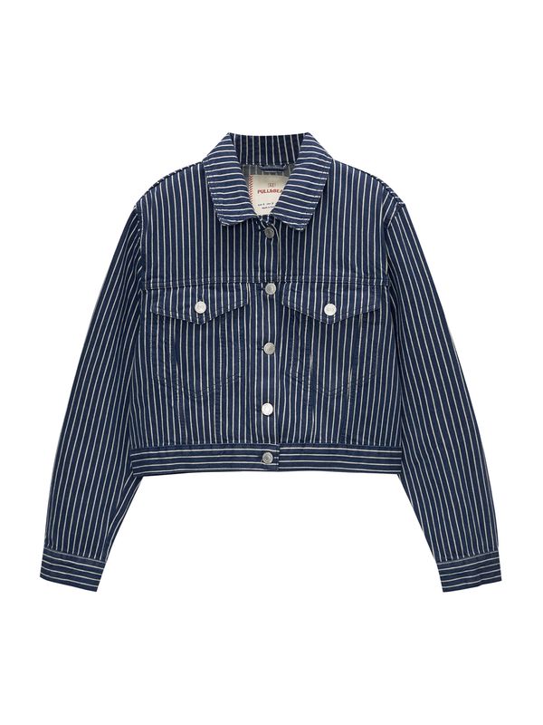 Pull&Bear Pull&Bear Prijelazna jakna  morsko plava / bijela