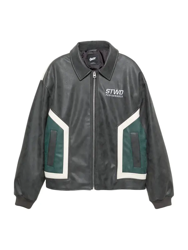 Pull&Bear Pull&Bear Prijelazna jakna 'STWD'  tamno zelena / crna / bijela