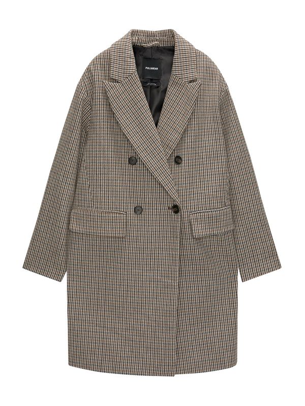 Pull&Bear Pull&Bear Prijelazni kaput  smeđa / tamno smeđa / tamo siva / vuneno bijela