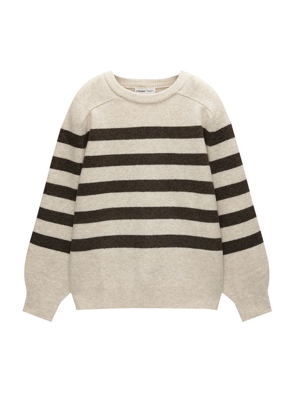 Pull&Bear Pull&Bear Pulover  bež / tamno smeđa