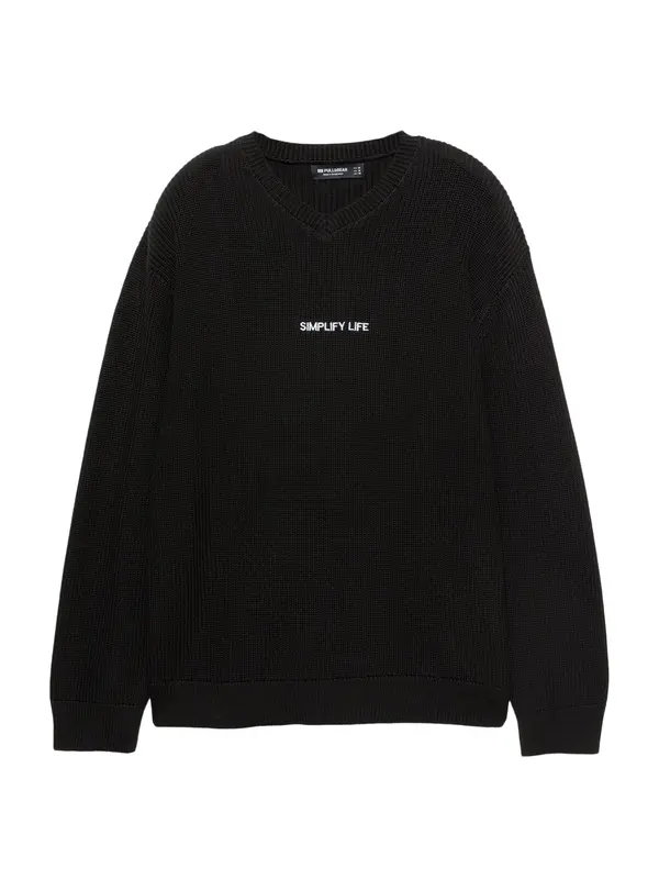 Pull&Bear Pull&Bear Pulover  crna / bijela