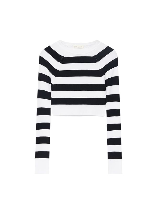 Pull&Bear Pull&Bear Pulover  crna / bijela