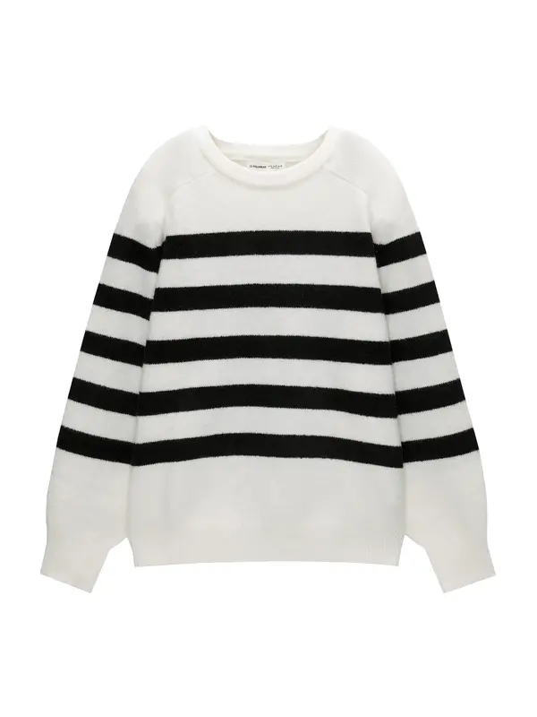 Pull&Bear Pull&Bear Pulover  crna / bijela