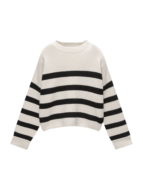 Pull&Bear Pull&Bear Pulover  crna / bijela