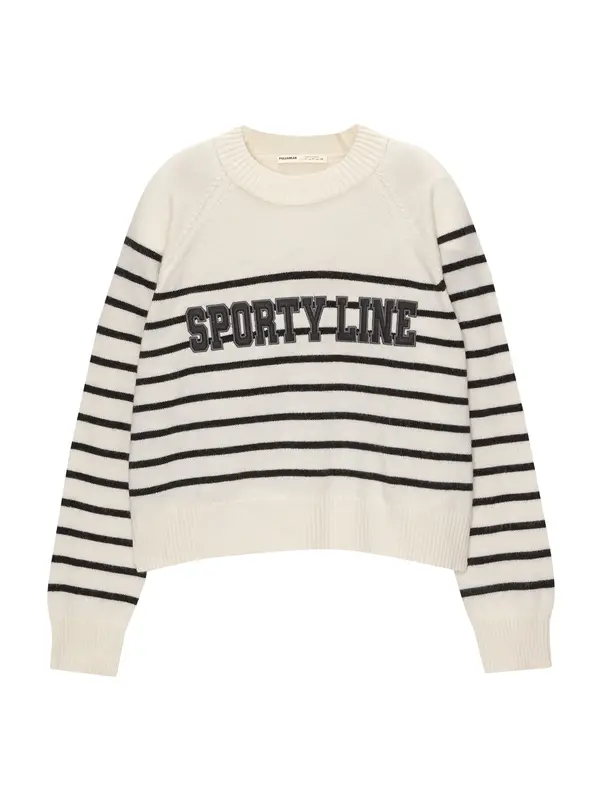 Pull&Bear Pull&Bear Pulover  ecru/prljavo bijela / tamo siva / crna