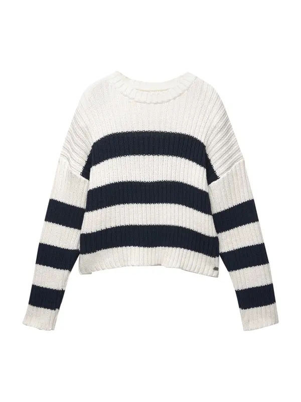 Pull&Bear Pull&Bear Pulover 'PACIFIC'  ecru/prljavo bijela / crna