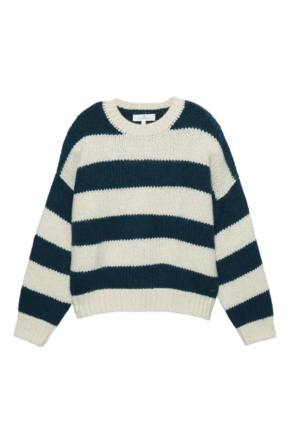 Pull&Bear Pull&Bear Pulover 'PACIFIC'  ecru/prljavo bijela / mornarsko plava