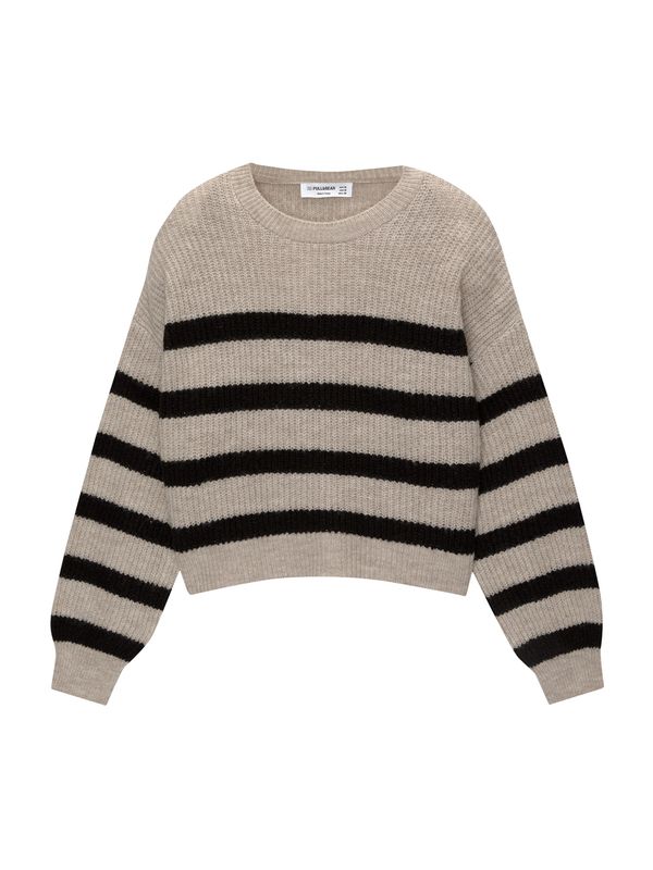 Pull&Bear Pull&Bear Pulover  siva / crna