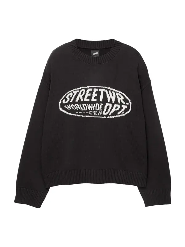 Pull&Bear Pull&Bear Pulover 'STWD'  crna / bijela
