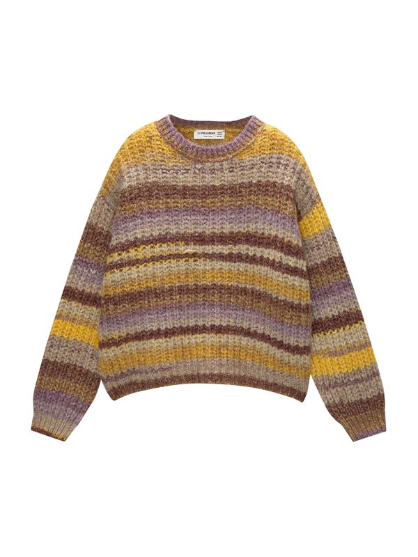 Pull&Bear Pull&Bear Pulover  svijetlobež / smeđa / žuta / ljubičasta