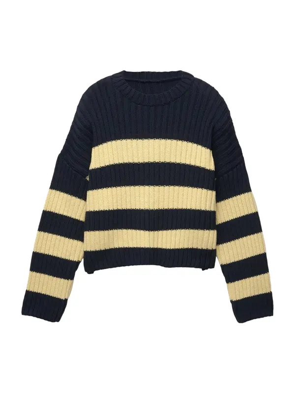 Pull&Bear Pull&Bear Pulover  tamno plava / svijetložuta