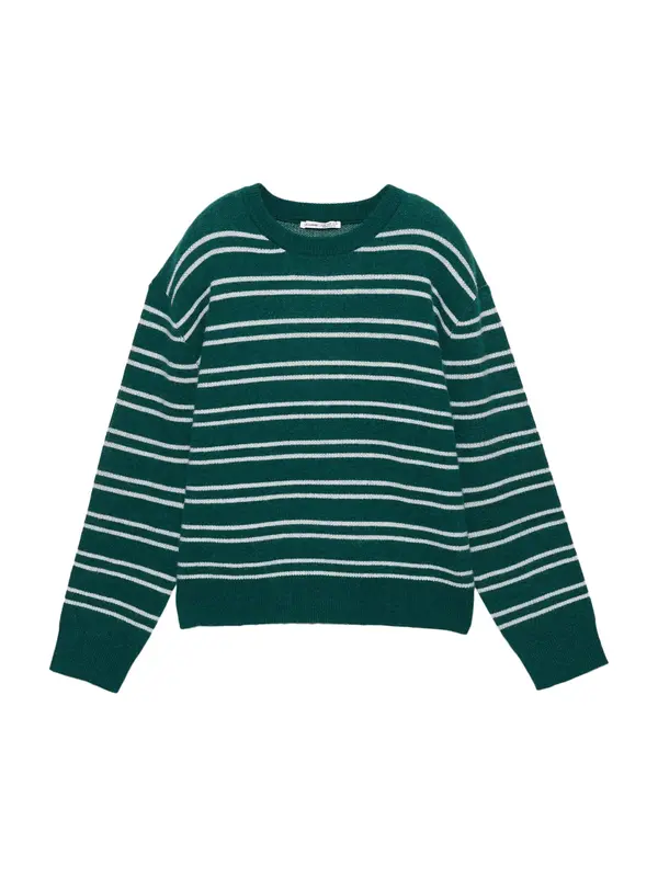 Pull&Bear Pull&Bear Pulover  tamno zelena / bijela