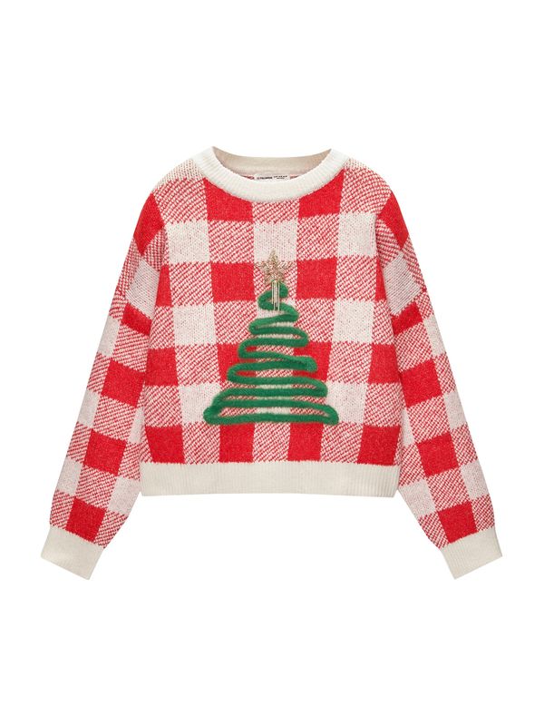 Pull&Bear Pull&Bear Pulover  zlatna / zelena / crvena / bijela