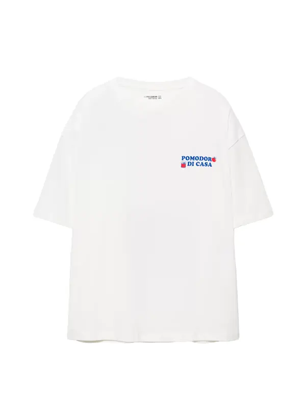 Pull&Bear Pull&Bear Široka majica 'POMODORO'  plava / klasično crvena / bijela