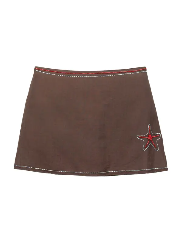Pull&Bear Pull&Bear Suknja  tamno smeđa / tamno crvena / srebro