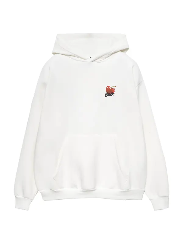 Pull&Bear Pull&Bear Sweater majica 'Cereza STWD'  zelena / crvena / crna / bijela