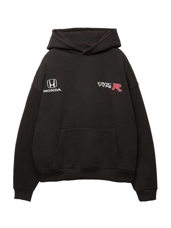 Pull&Bear Pull&Bear Sweater majica 'Civic'  nebesko plava / crvena / crna / prljavo bijela