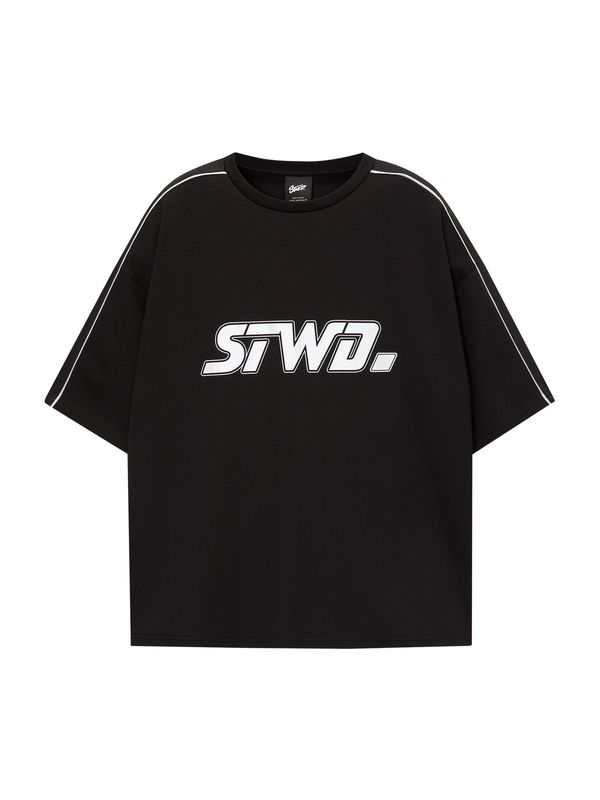 Pull&Bear Pull&Bear Sweater majica  crna / bijela