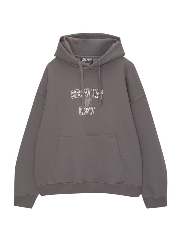 Pull&Bear Pull&Bear Sweater majica 'ONE PIECE LUFFY'  boja blata / svijetlosiva / tamo siva / prljavo bijela