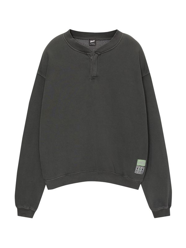 Pull&Bear Pull&Bear Sweater majica  siva / limeta / crna