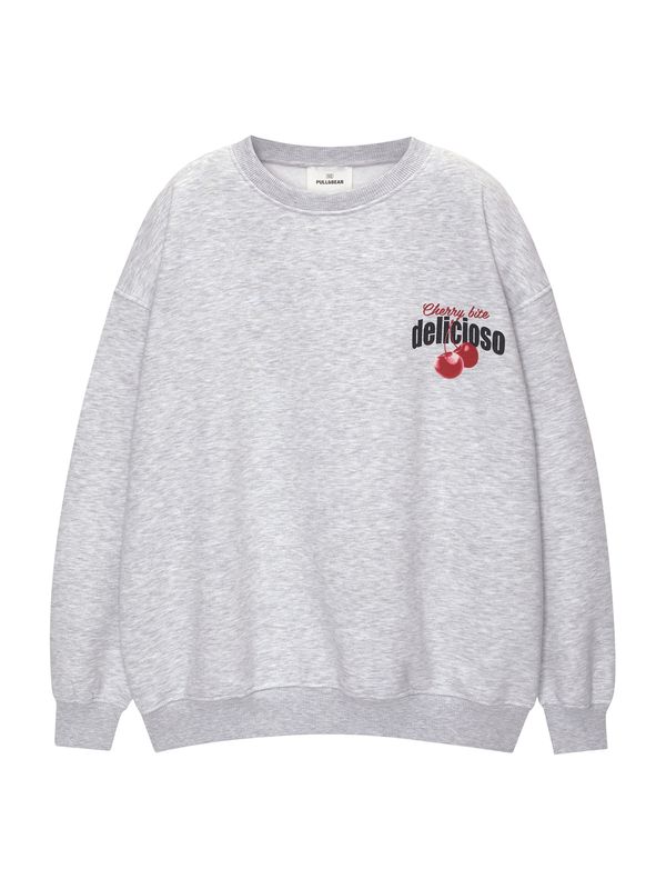 Pull&Bear Pull&Bear Sweater majica  siva melange / crvena / crna